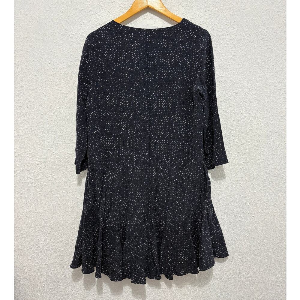 Club Monaco Navy Silk Polka Dot Junelle Drop Waist Dress Work Career Classic - Picture 3 of 8